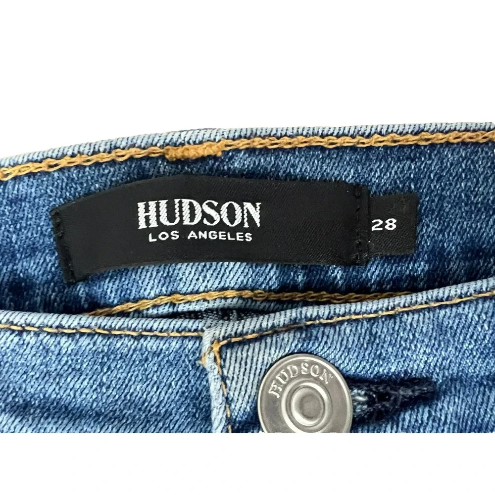 Hudson‎ Barbara Straight Jean Medium Wash Paint Splatter Premium Denim SZ 28